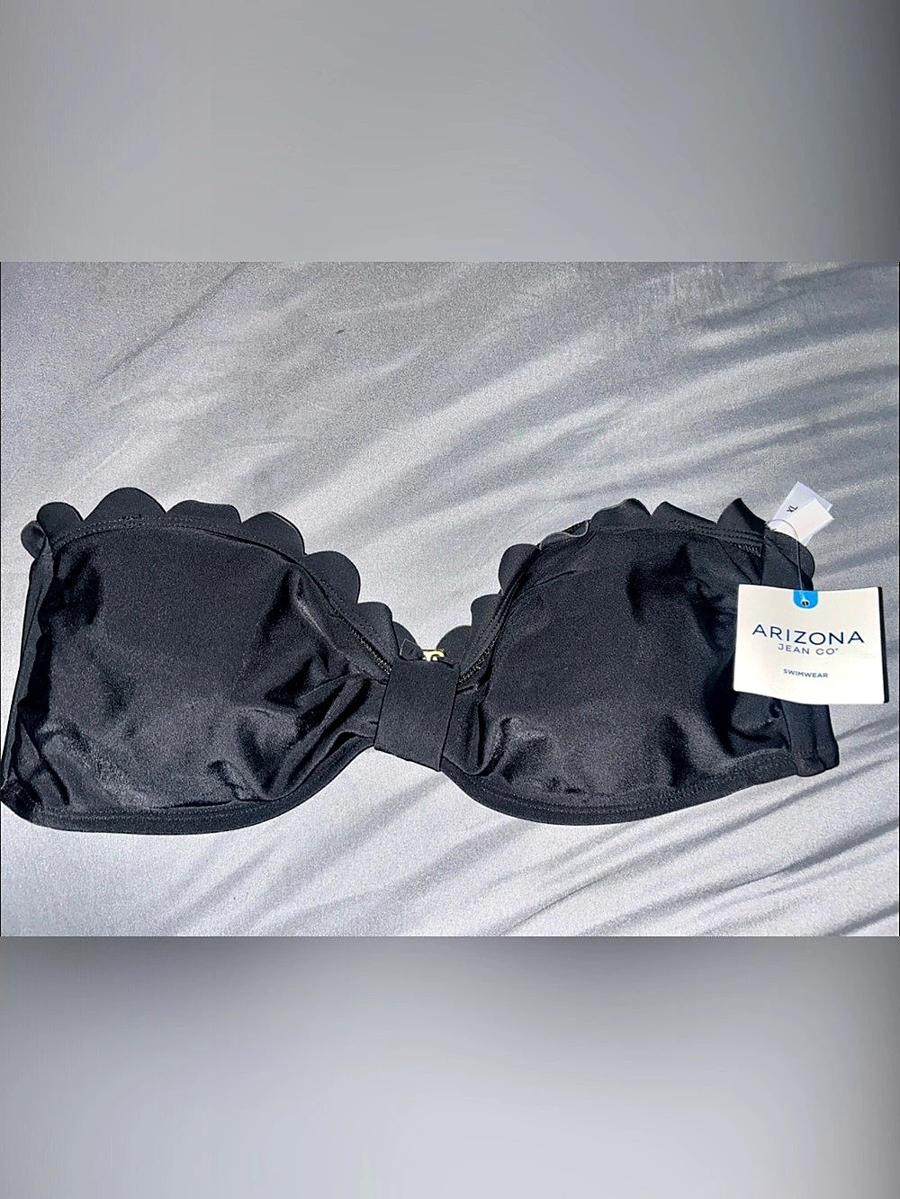 Arizona Jean Co. Scalloped Bikini Top in Black XL NWT